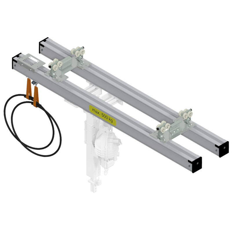 BHL050 Kranbrücke Zweispur mit Übergabeplatte und Energieführung für handy-lift 100 - 500